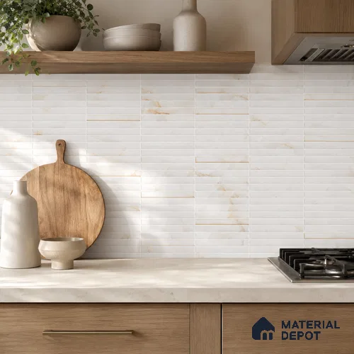 Faux Subway Wall Tile TL 10786 C Kitkat White Decor 2 ft x 1 ft Glossy Finish Ceramic Tile - 9 mm | Please Expect a Slight Variation of Pattern