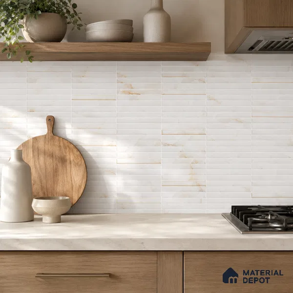 Faux Subway Wall Tile TL 10786 C Kitkat White Decor 2 ft x 1 ft Glossy Finish Ceramic Tile - 9 mm | Please Expect a Slight Variation of Pattern