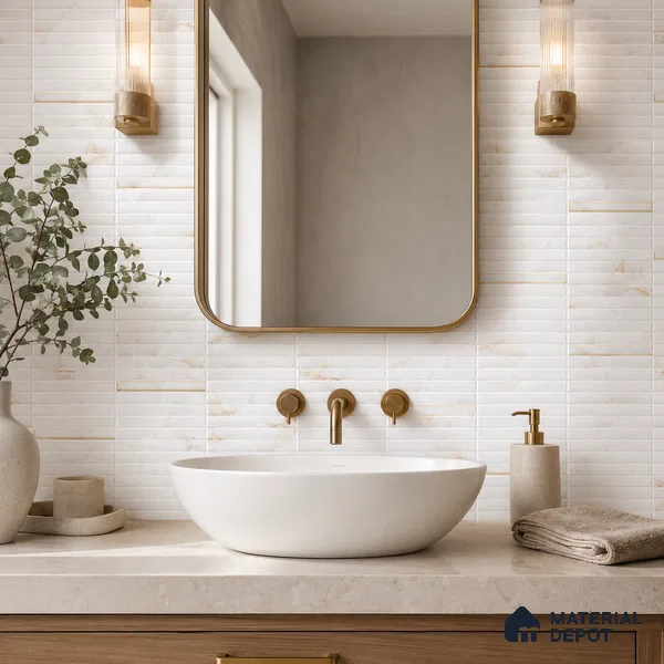 Faux Subway Wall Tile TL 10786 C Kitkat White Decor 2 ft x 1 ft Glossy Finish Ceramic Tile - 9 mm | Please Expect a Slight Variation of Pattern