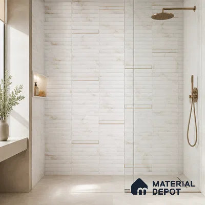 Faux Subway Wall Tile TL 10786 C Kitkat White Decor 2 ft x 1 ft Glossy Finish Ceramic Tile - 9 mm | Please Expect a Slight Variation of Pattern