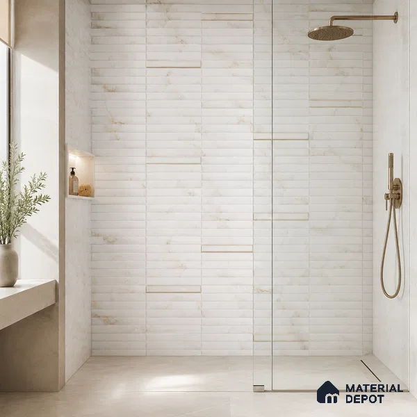 Faux Subway Wall Tile TL 10786 C Kitkat White Decor 2 ft x 1 ft Glossy Finish Ceramic Tile - 9 mm | Please Expect a Slight Variation of Pattern