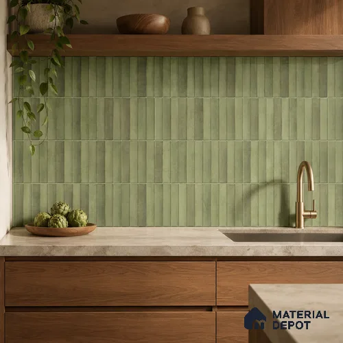 Faux Subway Wall Tile TL 10786 D Kitkat Emerald Decor 2 ft x 1 ft Glossy Finish Ceramic Tile - 9 mm | Please Expect a Slight Variation of Pattern