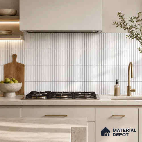 Faux Subway Wall Tile TL 10786 E Kitkat Line 2 ft x 1 ft Glossy Finish Ceramic Tile - 9 mm | Please Expect a Slight Variation of Pattern