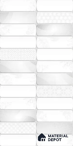 Faux Subway Wall Tile TL 10789 E Marcel Reactive Decor 2 ft x 1 ft Glossy Finish Ceramic Tile - 9 mm | Please Expect a Slight Variation of Pattern