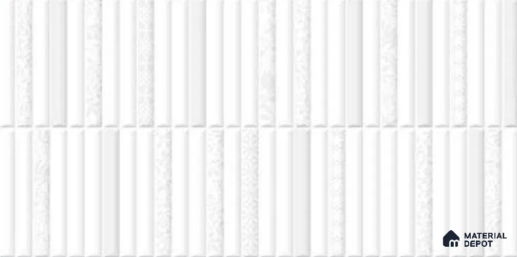 Faux Subway Wall Tile TL 10803 Stix White Luster Decor 2 ft x 1 ft Matte Finish Ceramic Tile - 9 mm | Please Expect a Slight Variation of Pattern