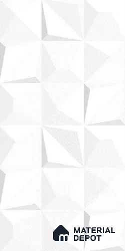3D Elevation Wall Tile TL 10804 Tangram White Luster Decor 2 ft x 1 ft Matte Finish Ceramic Tile - 9 mm | Suitable For Modern Facades, Outdoor Cladding & Feature Wall