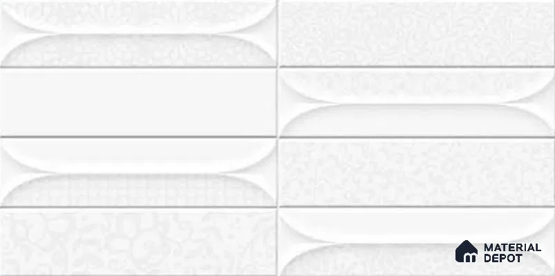 Faux Subway Wall Tile TL 10808 Era White Luster Decor 2 ft x 1 ft Matte Finish Ceramic Tile - 9 mm | Please Expect a Slight Variation of Pattern