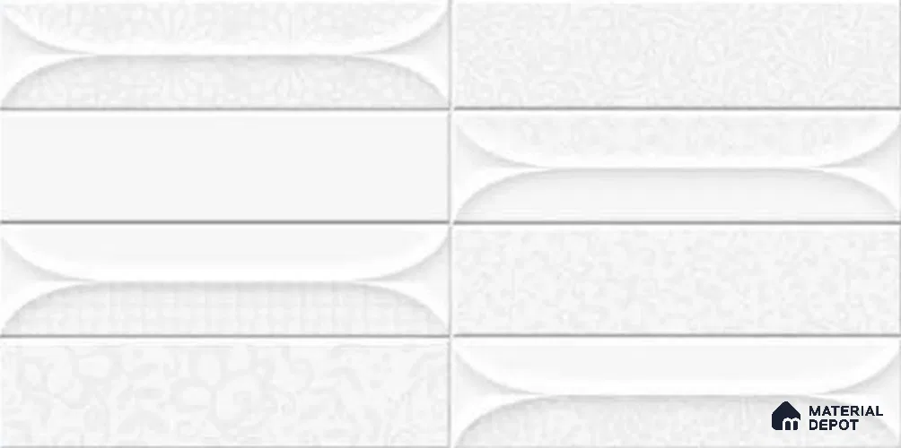 Faux Subway Wall Tile TL 10808 Era White Luster Decor 2 ft x 1 ft Matte Finish Ceramic Tile - 9 mm | Please Expect a Slight Variation of Pattern