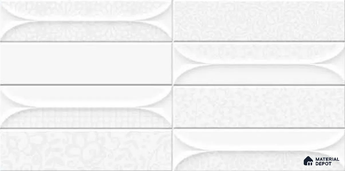 Faux Subway Wall Tile TL 10808 Era White Luster Decor 2 ft x 1 ft Matte Finish Ceramic Tile - 9 mm | Please Expect a Slight Variation of Pattern