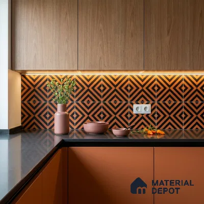 Moroccan Wall & Floor Tile TL 10813 Saffron Glow 1 ft x 1 ft Matt Luster Finish Ceramic Tile - 10 mm | Suitable For Kitchen, Bathroom, Balcony | Please Expect a Slight Variation of Pattern