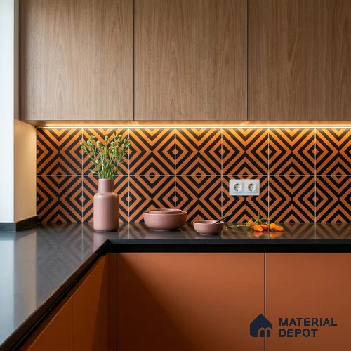 Moroccan Wall & Floor Tile TL 10813 Saffron Glow 1 ft x 1 ft Matt Luster Finish Ceramic Tile - 10 mm | Suitable For Kitchen, Bathroom, Balcony | Please Expect a Slight Variation of Pattern | Image 02