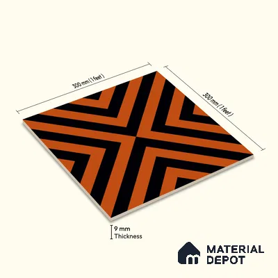 Moroccan Wall & Floor Tile TL 10813 Saffron Glow 1 ft x 1 ft Matt Luster Finish Ceramic Tile - 10 mm | Suitable For Kitchen, Bathroom, Balcony | Please Expect a Slight Variation of Pattern