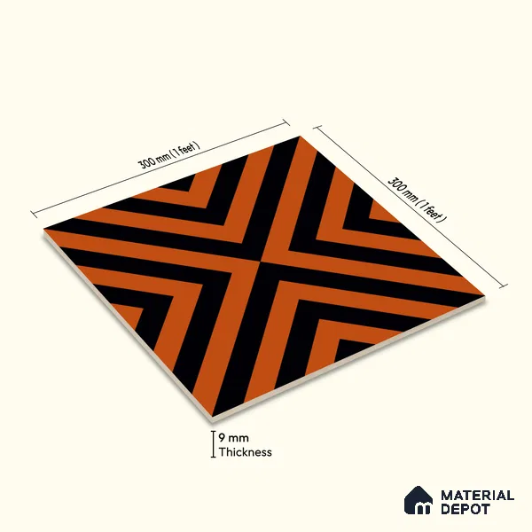 Moroccan Wall & Floor Tile TL 10813 Saffron Glow 1 ft x 1 ft Matt Luster Finish Ceramic Tile - 10 mm | Suitable For Kitchen, Bathroom, Balcony | Please Expect a Slight Variation of Pattern