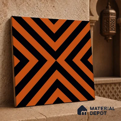 Moroccan Wall & Floor Tile TL 10813 Saffron Glow 1 ft x 1 ft Matt Luster Finish Ceramic Tile - 10 mm | Suitable For Kitchen, Bathroom, Balcony | Please Expect a Slight Variation of Pattern
