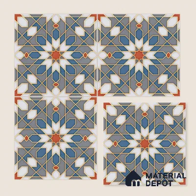 Moroccan Wall & Floor Tile TL 10814 Metallic Mist 1 ft x 1 ft Matt Luster Finish Ceramic Tile - 10 mm | Suitable For Kitchen, Bathroom, Balcony | Please Expect a Slight Variation of Pattern