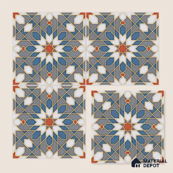 Moroccan Wall & Floor Tile TL 10814 Metallic Mist 1 ft x 1 ft Matt Luster Finish Ceramic Tile - 10 mm | Suitable For Kitchen, Bathroom, Balcony | Please Expect a Slight Variation of Pattern