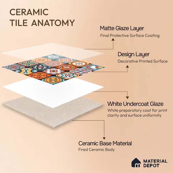 Moroccan Wall & Floor Tile TL 10815 Mosaic Medley 1 ft x 1 ft Matt Luster Finish Ceramic Tile - 10 mm | Suitable For Kitchen, Bathroom, Balcony | Please Expect a Slight Variation of Pattern