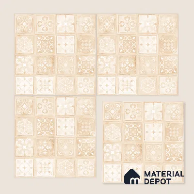 Moroccan Wall & Floor Tile TL 10817 Ivory Sand 1 ft x 1 ft Matt Luster Finish Ceramic Tile - 10 mm | Suitable For Kitchen, Bathroom, Balcony | Please Expect a Slight Variation of Pattern
