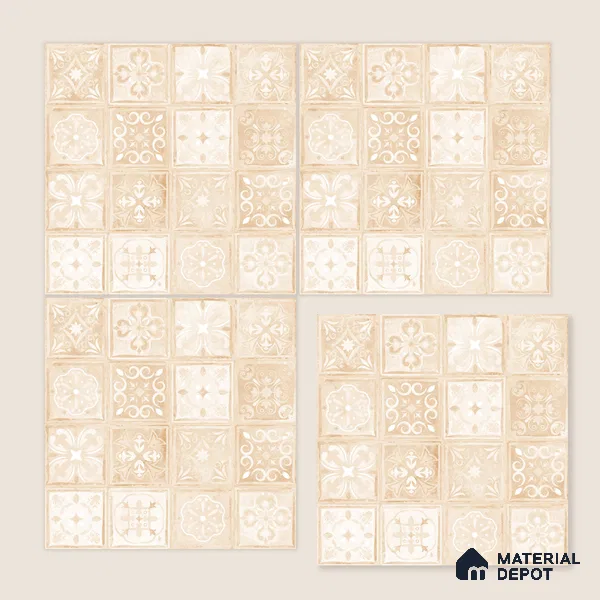 Moroccan Wall & Floor Tile TL 10817 Ivory Sand 1 ft x 1 ft Matt Luster Finish Ceramic Tile - 10 mm | Suitable For Kitchen, Bathroom, Balcony | Please Expect a Slight Variation of Pattern