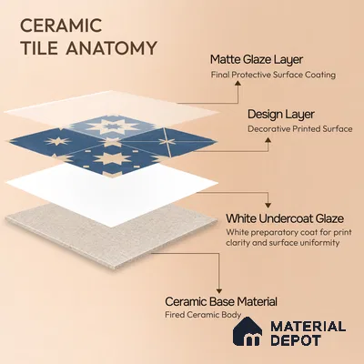 Moroccan Wall & Floor Tile TL 10818 B Azure Drift 1 ft x 1 ft Matt Luster Finish Ceramic Tile - 10 mm | Suitable For Kitchen, Bathroom, Balcony | Please Expect a Slight Variation of Pattern