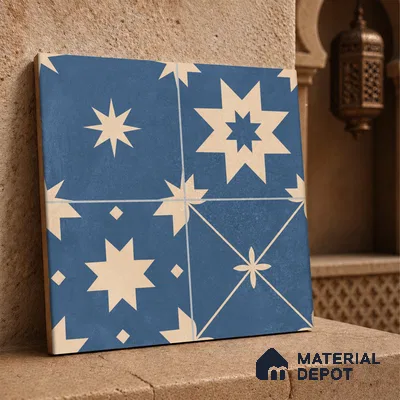 Moroccan Wall & Floor Tile TL 10818 B Azure Drift 1 ft x 1 ft Matt Luster Finish Ceramic Tile - 10 mm | Suitable For Kitchen, Bathroom, Balcony | Please Expect a Slight Variation of Pattern