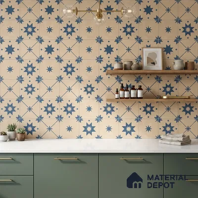 Moroccan Wall & Floor Tile TL 10818 C Desrt Cream 1 ft x 1 ft Matt Luster Finish Ceramic Tile - 10 mm | Suitable For Kitchen, Bathroom, Balcony | Please Expect a Slight Variation of Pattern
