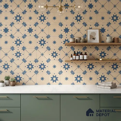 Moroccan Wall & Floor Tile TL 10818 C Desrt Cream 1 ft x 1 ft Matt Luster Finish Ceramic Tile - 10 mm | Suitable For Kitchen, Bathroom, Balcony | Please Expect a Slight Variation of Pattern