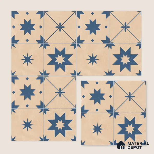 Moroccan Wall & Floor Tile TL 10818 C Desrt Cream 1 ft x 1 ft Matt Luster Finish Ceramic Tile - 10 mm | Suitable For Kitchen, Bathroom, Balcony | Please Expect a Slight Variation of Pattern
