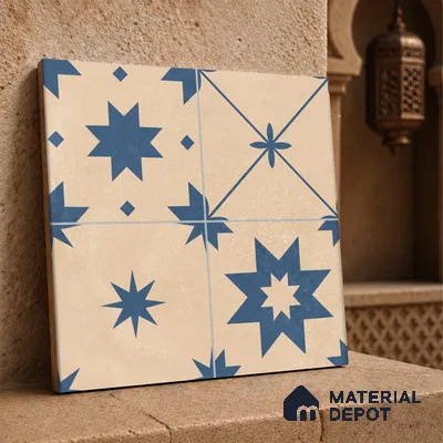 Moroccan Wall & Floor Tile TL 10818 C Desrt Cream 1 ft x 1 ft Matt Luster Finish Ceramic Tile - 10 mm | Suitable For Kitchen, Bathroom, Balcony | Please Expect a Slight Variation of Pattern