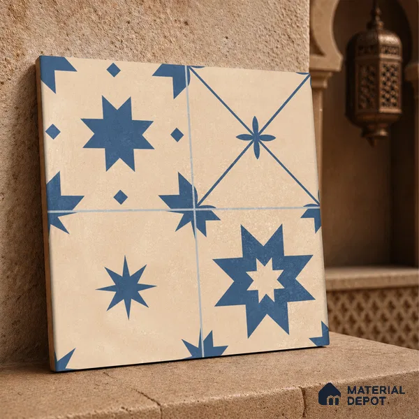 Moroccan Wall & Floor Tile TL 10818 C Desrt Cream 1 ft x 1 ft Matt Luster Finish Ceramic Tile - 10 mm | Suitable For Kitchen, Bathroom, Balcony | Please Expect a Slight Variation of Pattern