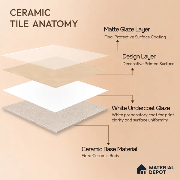 Moroccan Wall & Floor Tile TL 10818 Cream Petal 1 ft x 1 ft Matt Luster Finish Ceramic Tile - 10 mm | Suitable For Kitchen, Bathroom, Balcony | Please Expect a Slight Variation of Pattern