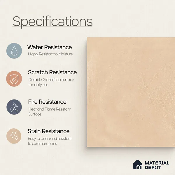Moroccan Wall & Floor Tile TL 10818 Cream Petal 1 ft x 1 ft Matt Luster Finish Ceramic Tile - 10 mm | Suitable For Kitchen, Bathroom, Balcony | Please Expect a Slight Variation of Pattern