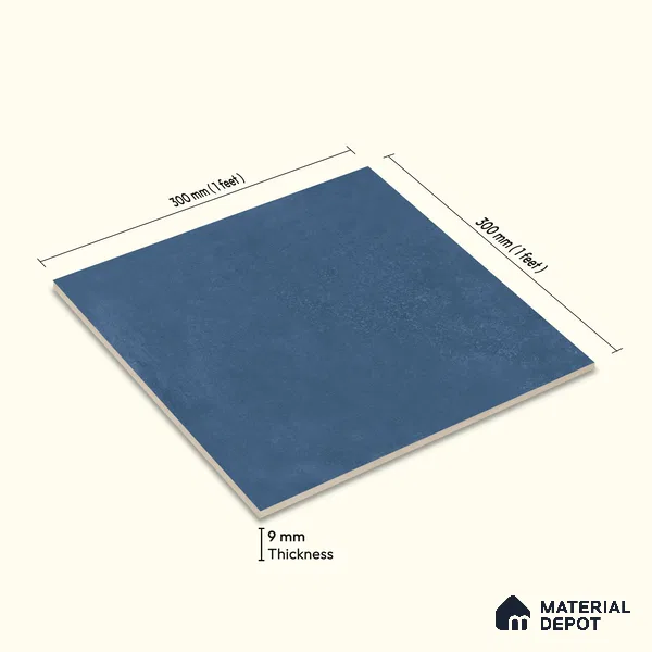 Moroccan Wall & Floor Tile TL 10818 D Indigo Night 1 ft x 1 ft Matt Luster Finish Ceramic Tile - 10 mm | Suitable For Kitchen, Bathroom, Balcony | Please Expect a Slight Variation of Pattern