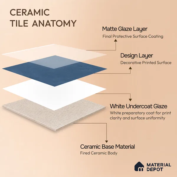 Moroccan Wall & Floor Tile TL 10818 D Indigo Night 1 ft x 1 ft Matt Luster Finish Ceramic Tile - 10 mm | Suitable For Kitchen, Bathroom, Balcony | Please Expect a Slight Variation of Pattern