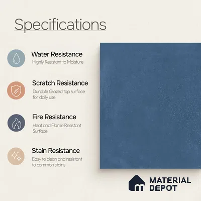 Moroccan Wall & Floor Tile TL 10818 D Indigo Night 1 ft x 1 ft Matt Luster Finish Ceramic Tile - 10 mm | Suitable For Kitchen, Bathroom, Balcony | Please Expect a Slight Variation of Pattern