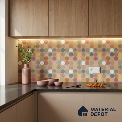 Moroccan Wall & Floor Tile TL 10819 B Silk Cream 1 ft x 1 ft Matt Luster Finish Ceramic Tile - 10 mm | Suitable For Kitchen, Bathroom, Balcony | Please Expect a Slight Variation of Pattern