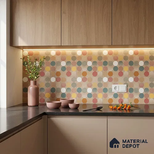 Moroccan Wall & Floor Tile TL 10819 B Silk Cream 1 ft x 1 ft Matt Luster Finish Ceramic Tile - 10 mm | Suitable For Kitchen, Bathroom, Balcony | Please Expect a Slight Variation of Pattern | Image 02