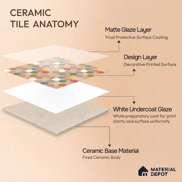 Moroccan Wall & Floor Tile TL 10819 B Silk Cream 1 ft x 1 ft Matt Luster Finish Ceramic Tile - 10 mm | Suitable For Kitchen, Bathroom, Balcony | Please Expect a Slight Variation of Pattern