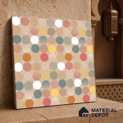 Moroccan Wall & Floor Tile TL 10819 B Silk Cream 1 ft x 1 ft Matt Luster Finish Ceramic Tile - 10 mm | Suitable For Kitchen, Bathroom, Balcony | Please Expect a Slight Variation of Pattern
