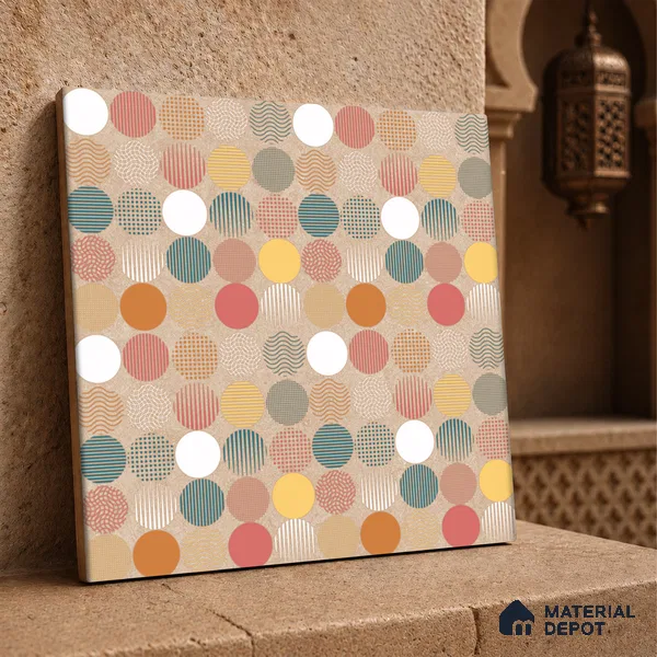 Moroccan Wall & Floor Tile TL 10819 B Silk Cream 1 ft x 1 ft Matt Luster Finish Ceramic Tile - 10 mm | Suitable For Kitchen, Bathroom, Balcony | Please Expect a Slight Variation of Pattern