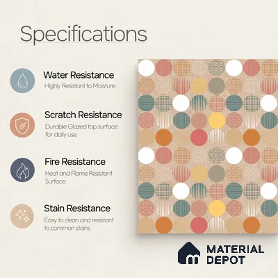 Moroccan Wall & Floor Tile TL 10819 B Silk Cream 1 ft x 1 ft Matt Luster Finish Ceramic Tile - 10 mm | Suitable For Kitchen, Bathroom, Balcony | Please Expect a Slight Variation of Pattern