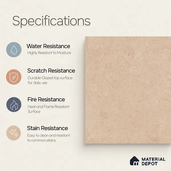Moroccan Wall & Floor Tile TL 10819 Toasted Cream 1 ft x 1 ft Matt Luster Finish Ceramic Tile - 10 mm | Suitable For Kitchen, Bathroom, Balcony | Please Expect a Slight Variation of Pattern