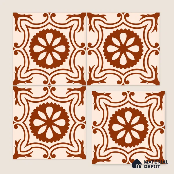Moroccan Wall & Floor Tile TL 10820 B Rustic Sienna 1 ft x 1 ft Matt Luster Finish Ceramic Tile - 10 mm | Suitable For Kitchen, Bathroom, Balcony | Please Expect a Slight Variation of Pattern