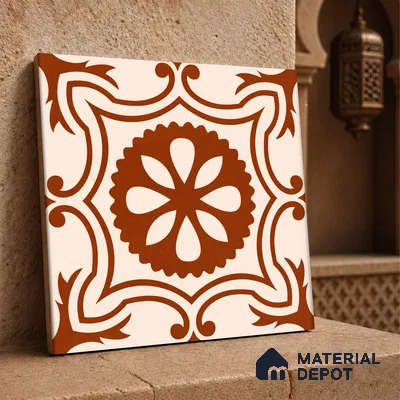 Moroccan Wall & Floor Tile TL 10820 B Rustic Sienna 1 ft x 1 ft Matt Luster Finish Ceramic Tile - 10 mm | Suitable For Kitchen, Bathroom, Balcony | Please Expect a Slight Variation of Pattern