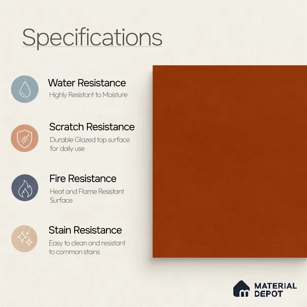 Moroccan Wall & Floor Tile TL 10820 Earth Umber 1 ft x 1 ft Matt Luster Finish Ceramic Tile - 10 mm | Suitable For Kitchen, Bathroom, Balcony | Please Expect a Slight Variation of Pattern