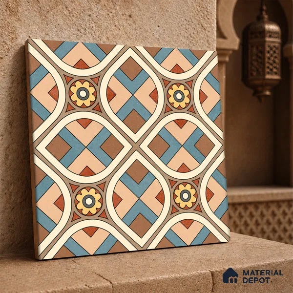 Moroccan Wall & Floor Tile TL 10821 Cedar Soul 1 ft x 1 ft Matt Luster Finish Ceramic Tile - 10 mm | Suitable For Kitchen, Bathroom, Balcony | Please Expect a Slight Variation of Pattern