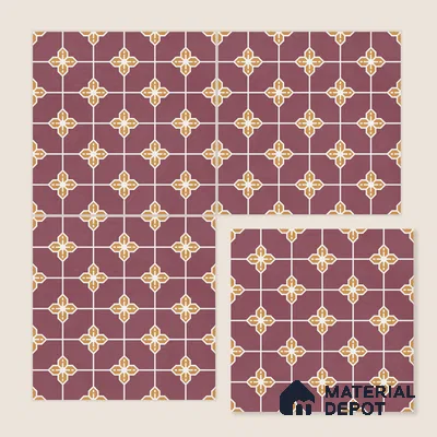Moroccan Wall & Floor Tile TL 10822 B Lavender Bloom 1 ft x 1 ft Matt Luster Finish Ceramic Tile - 10 mm | Suitable For Kitchen, Bathroom, Balcony | Please Expect a Slight Variation of Pattern