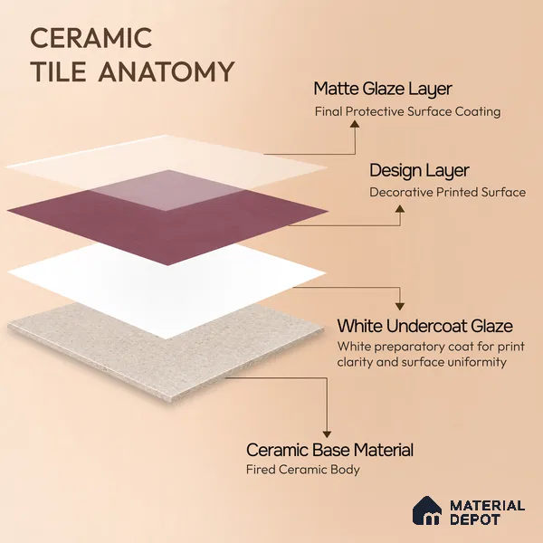 Moroccan Wall & Floor Tile TL 10822 Royal Plum 1 ft x 1 ft Matt Luster Finish Ceramic Tile - 10 mm | Suitable For Kitchen, Bathroom, Balcony | Please Expect a Slight Variation of Pattern