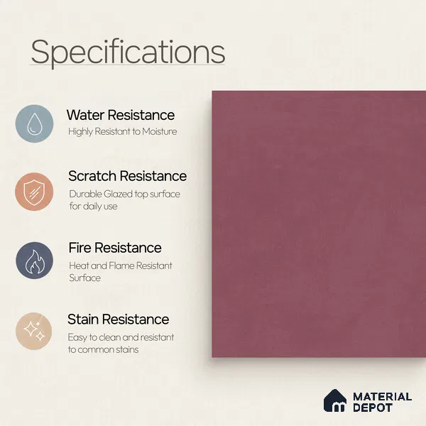 Moroccan Wall & Floor Tile TL 10822 Royal Plum 1 ft x 1 ft Matt Luster Finish Ceramic Tile - 10 mm | Suitable For Kitchen, Bathroom, Balcony | Please Expect a Slight Variation of Pattern