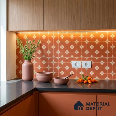 Moroccan Wall & Floor Tile TL 10823 B Ruby Motif 1 ft x 1 ft Matt Luster Finish Ceramic Tile - 10 mm | Suitable For Kitchen, Bathroom, Balcony | Please Expect a Slight Variation of Pattern